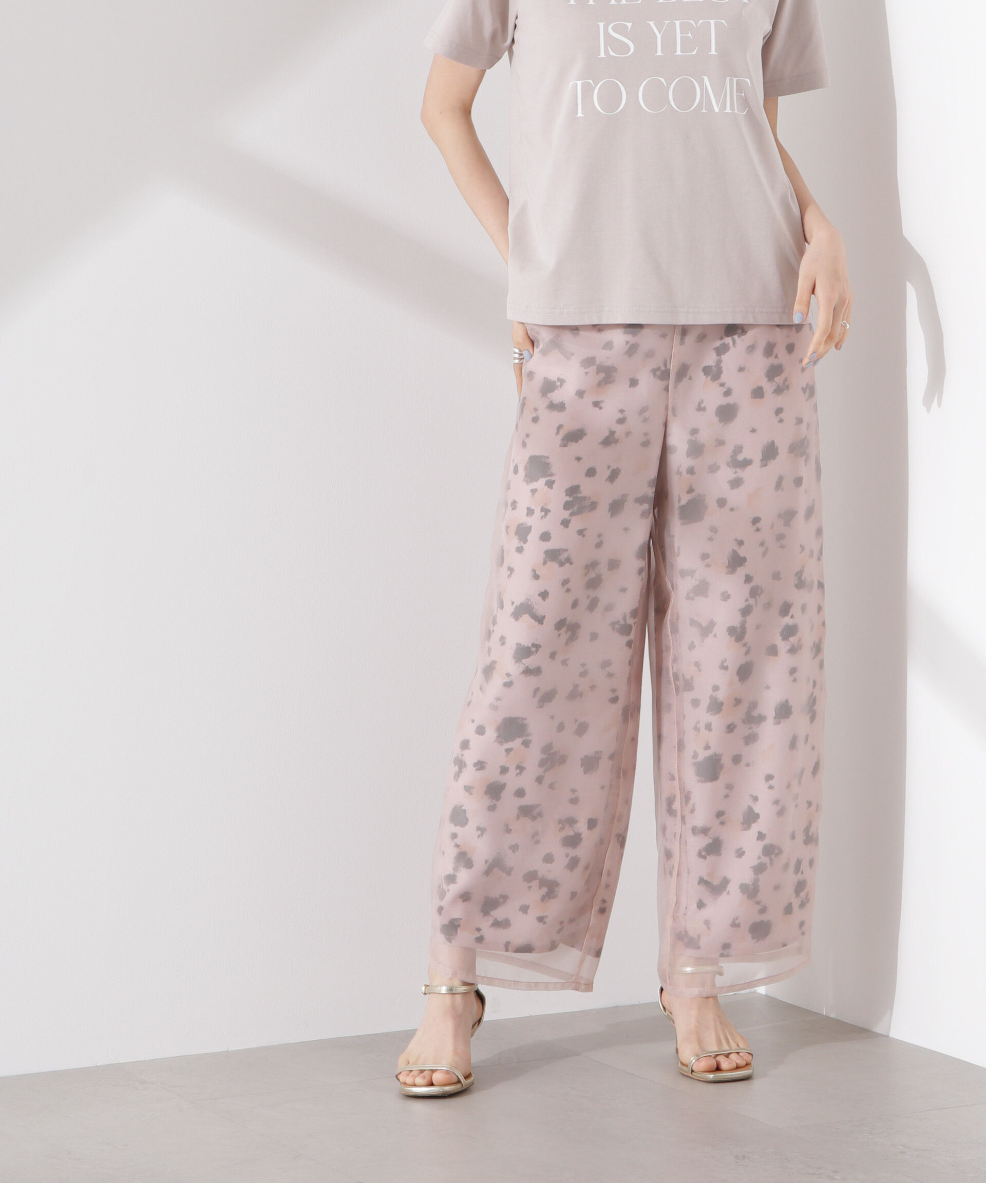 nano･universe「シアーオーガンジーコンビプリントパンツ」|チノ|