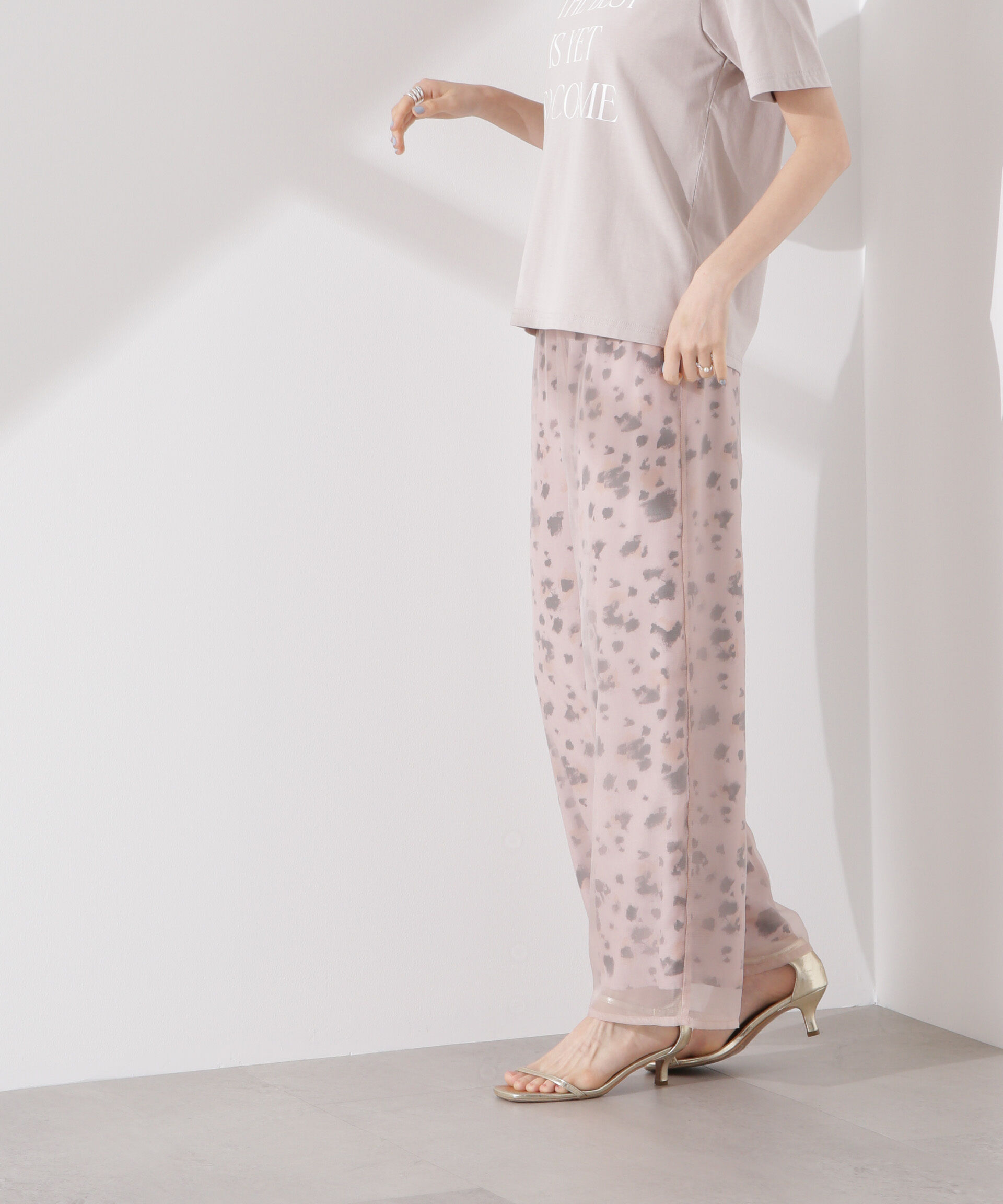 nano･universe「シアーオーガンジーコンビプリントパンツ」|チノ|