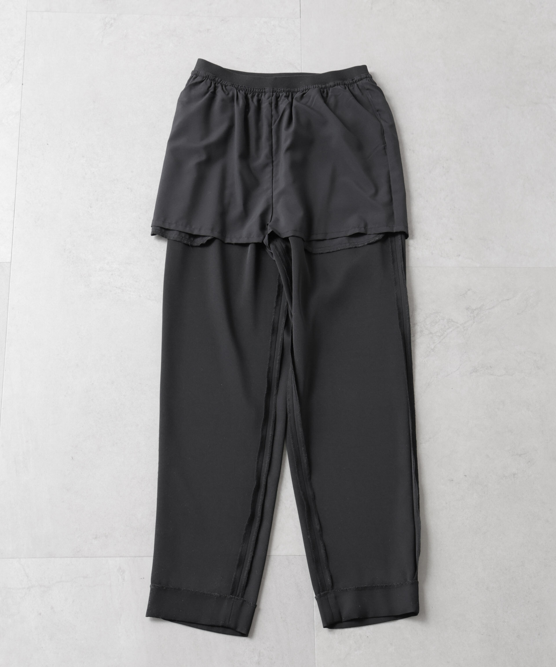 nano･universe「ダブルクロスゴムベルトテーパードパンツ (セットアップ可)」|チノ|