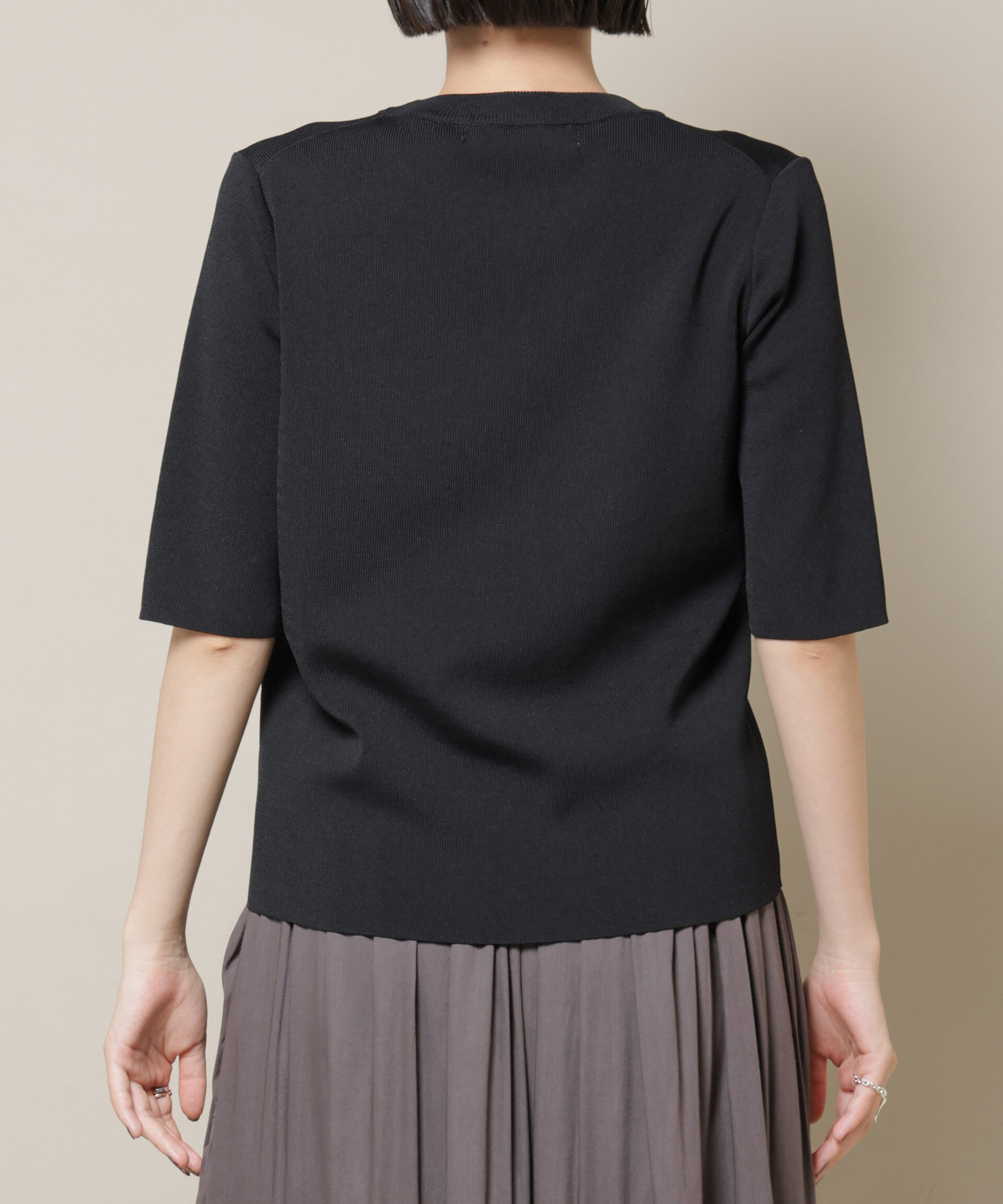 nano･universe「洗濯機洗い可UVカット接触冷感半袖ニット」|ニット・セーター|