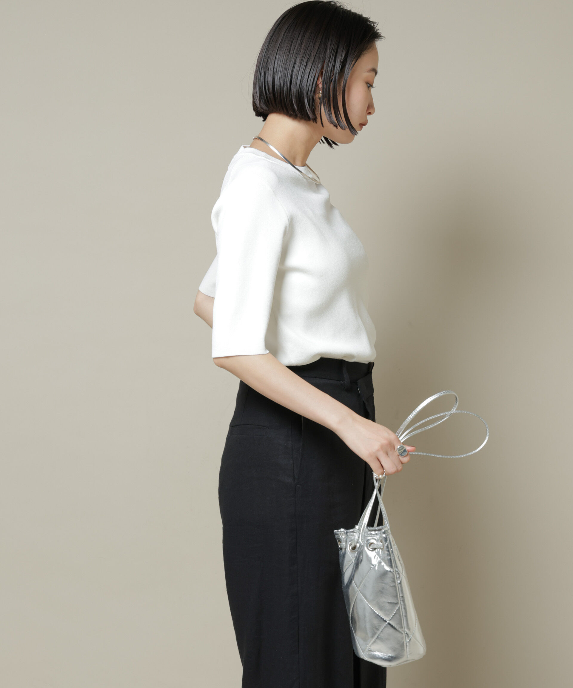 nano･universe「洗濯機洗い可UVカット接触冷感半袖ニット」|ニット・セーター|