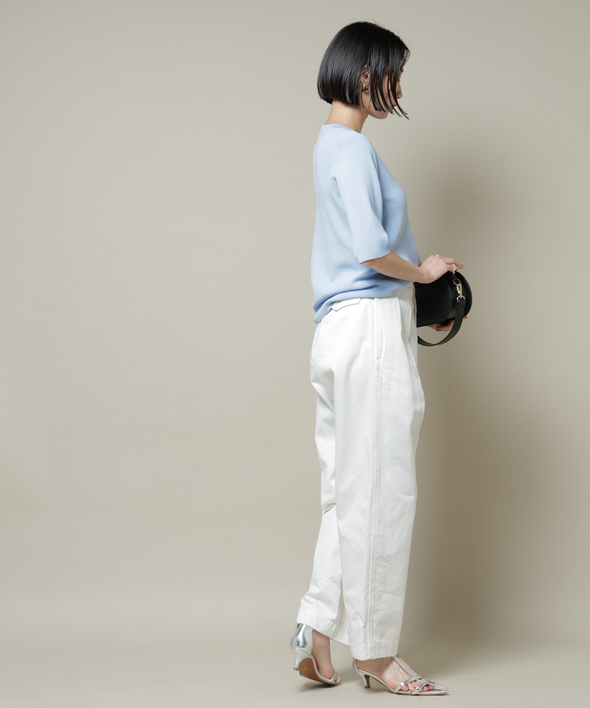 nano･universe「洗濯機洗い可UVカット接触冷感半袖ニット」|ニット・セーター|