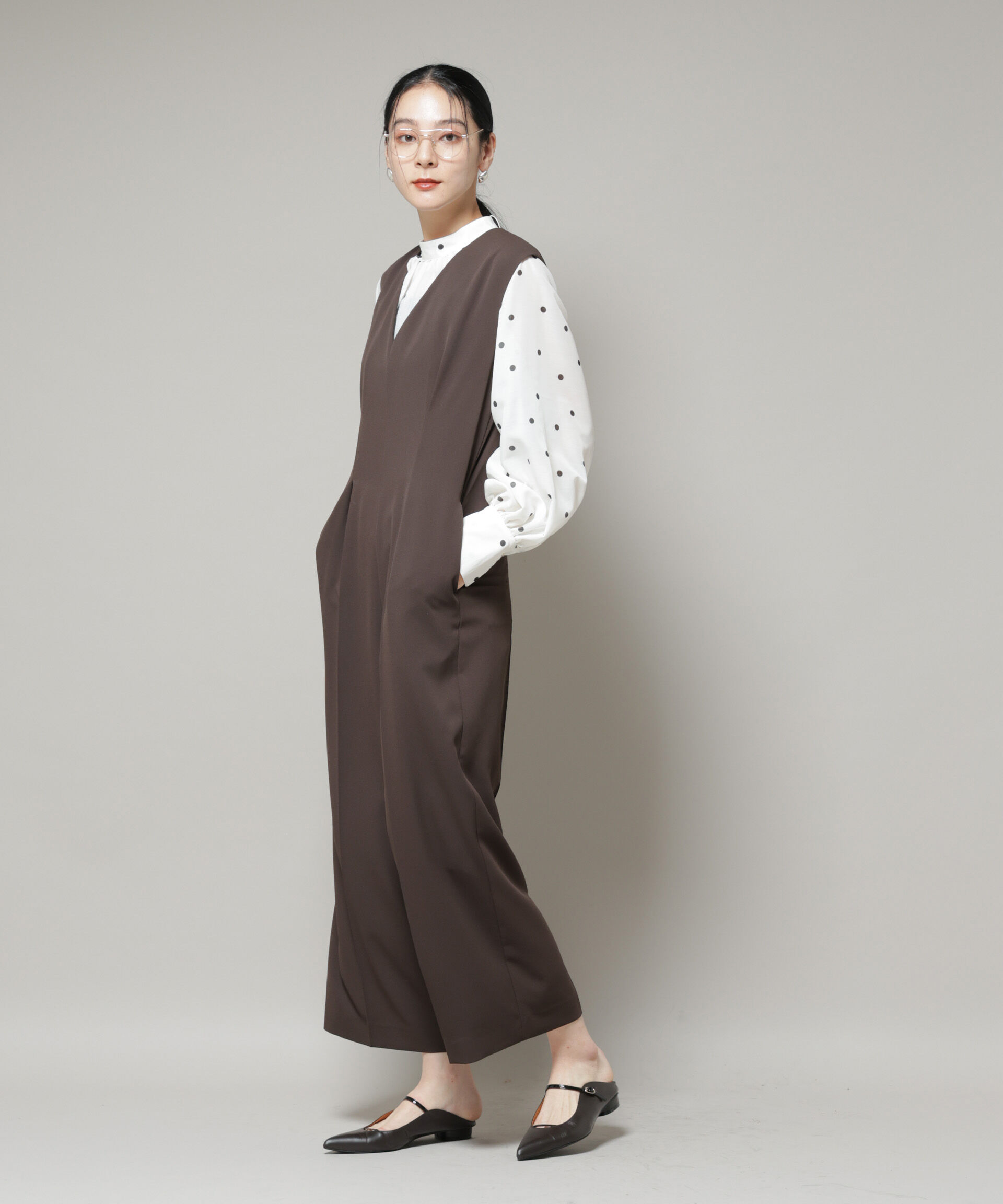 nano･universe「Vネックオールインワン」|ワンピース|