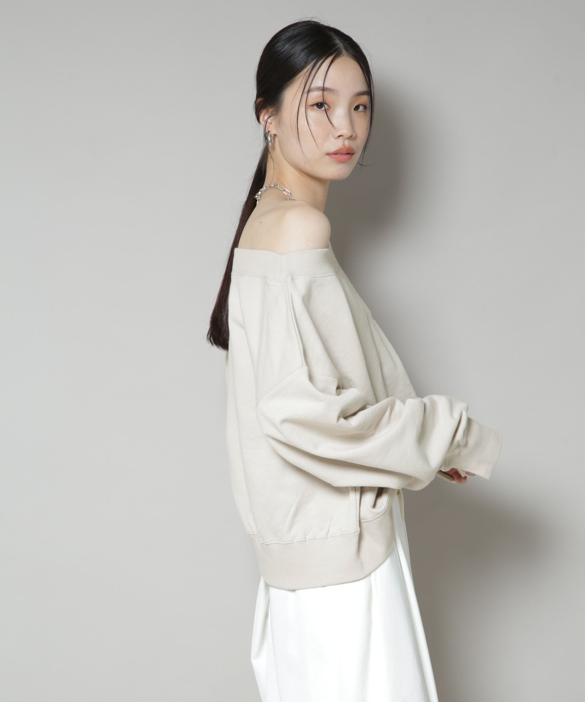 nano･universe「ワイドボートネックスウェットトップス」|Tシャツ・カットソー|