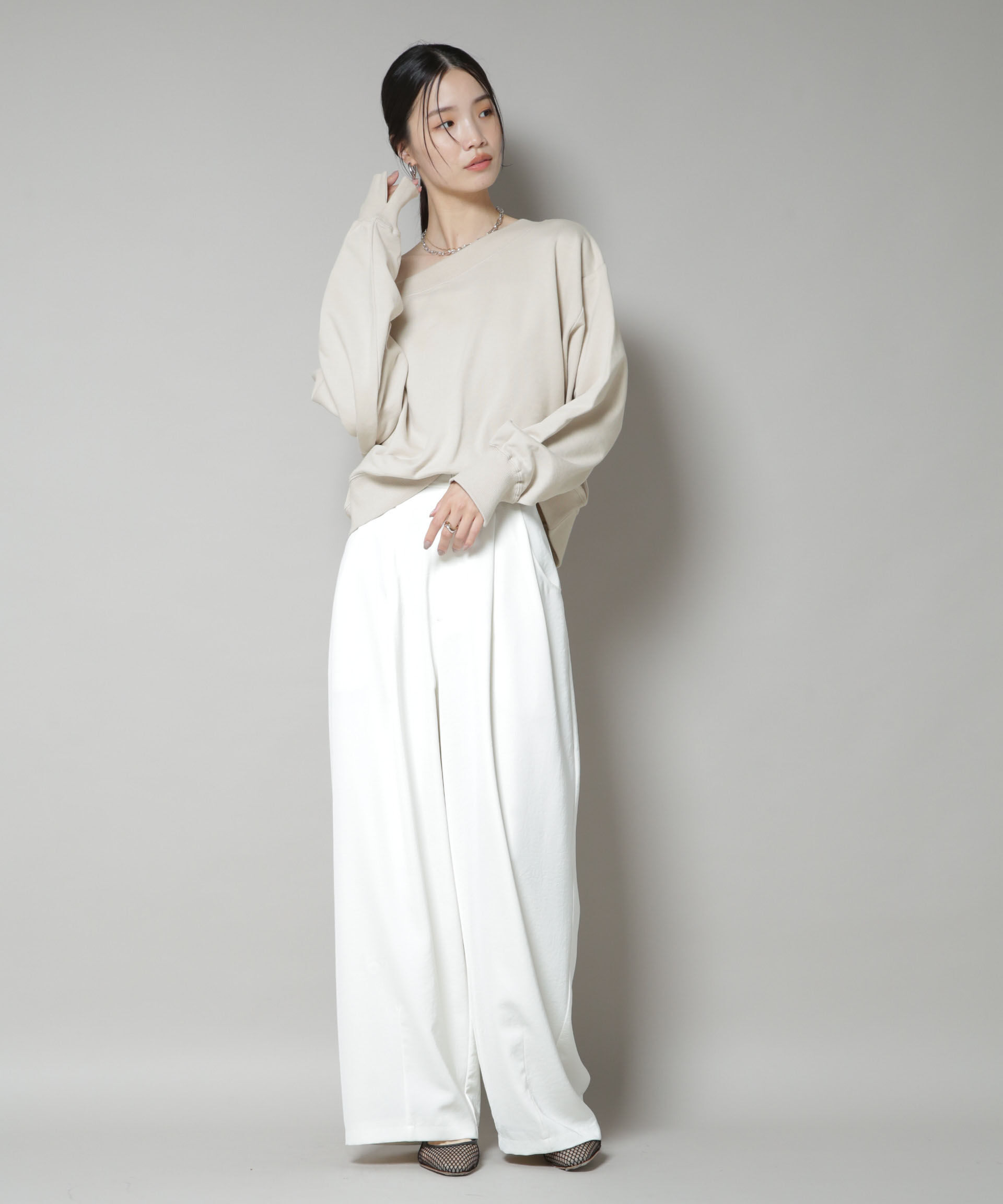 nano･universe「ワイドボートネックスウェットトップス」|Tシャツ・カットソー|