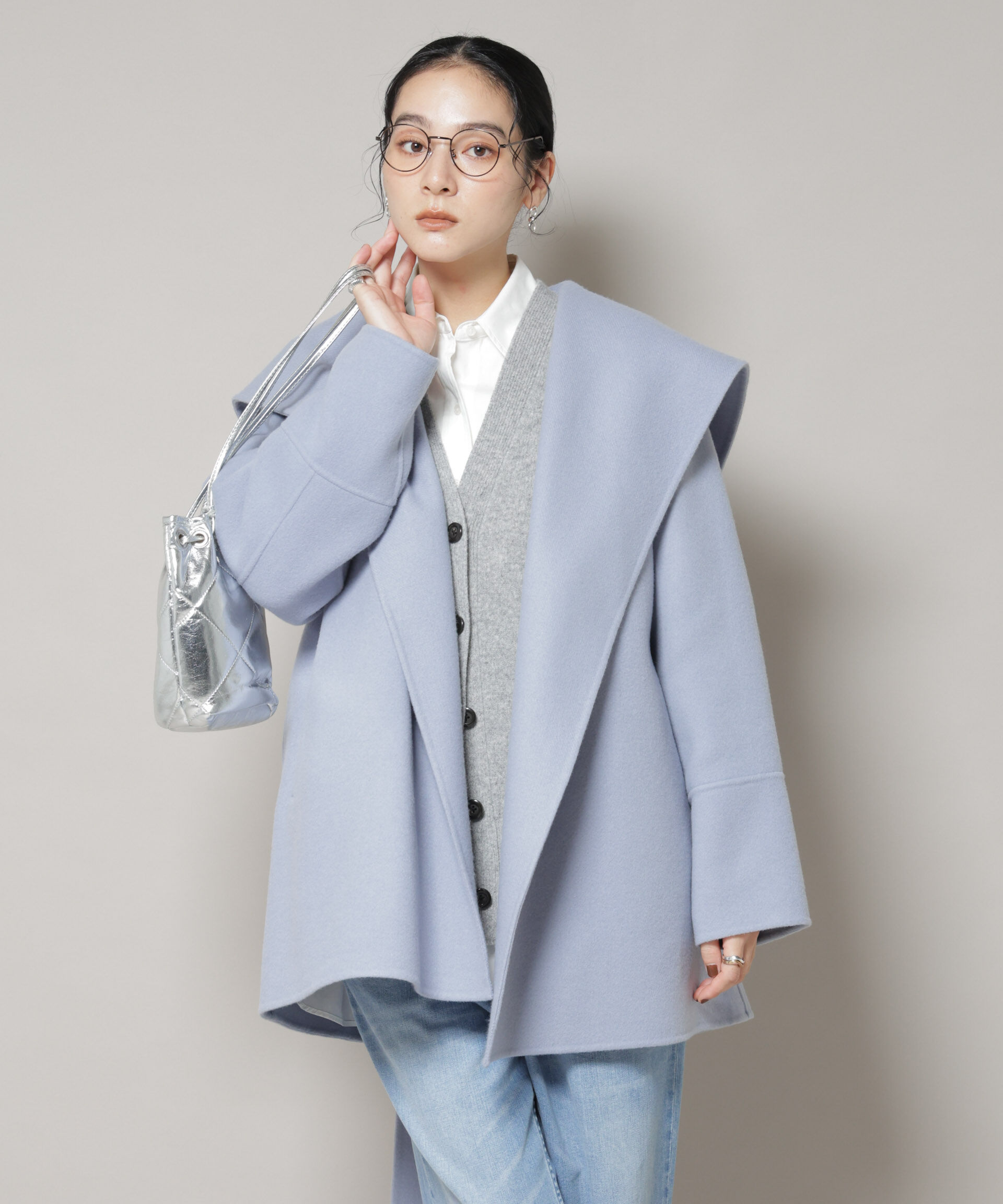nano･universe「SUPER110blend リバーショールミディコート」|その他|L.ブルー1