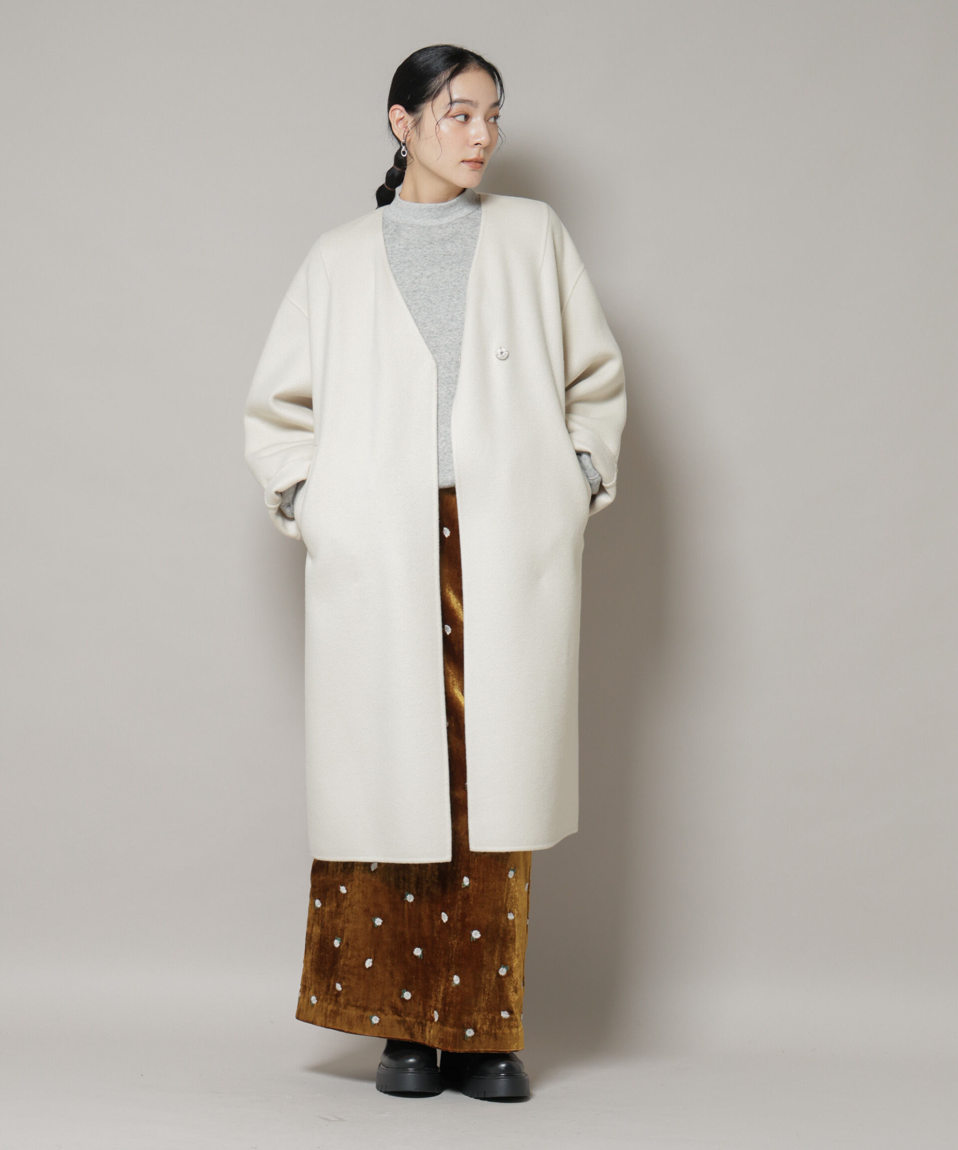 nano･universe「SUPER110blend リバーノーカラーロングコート」|その他|