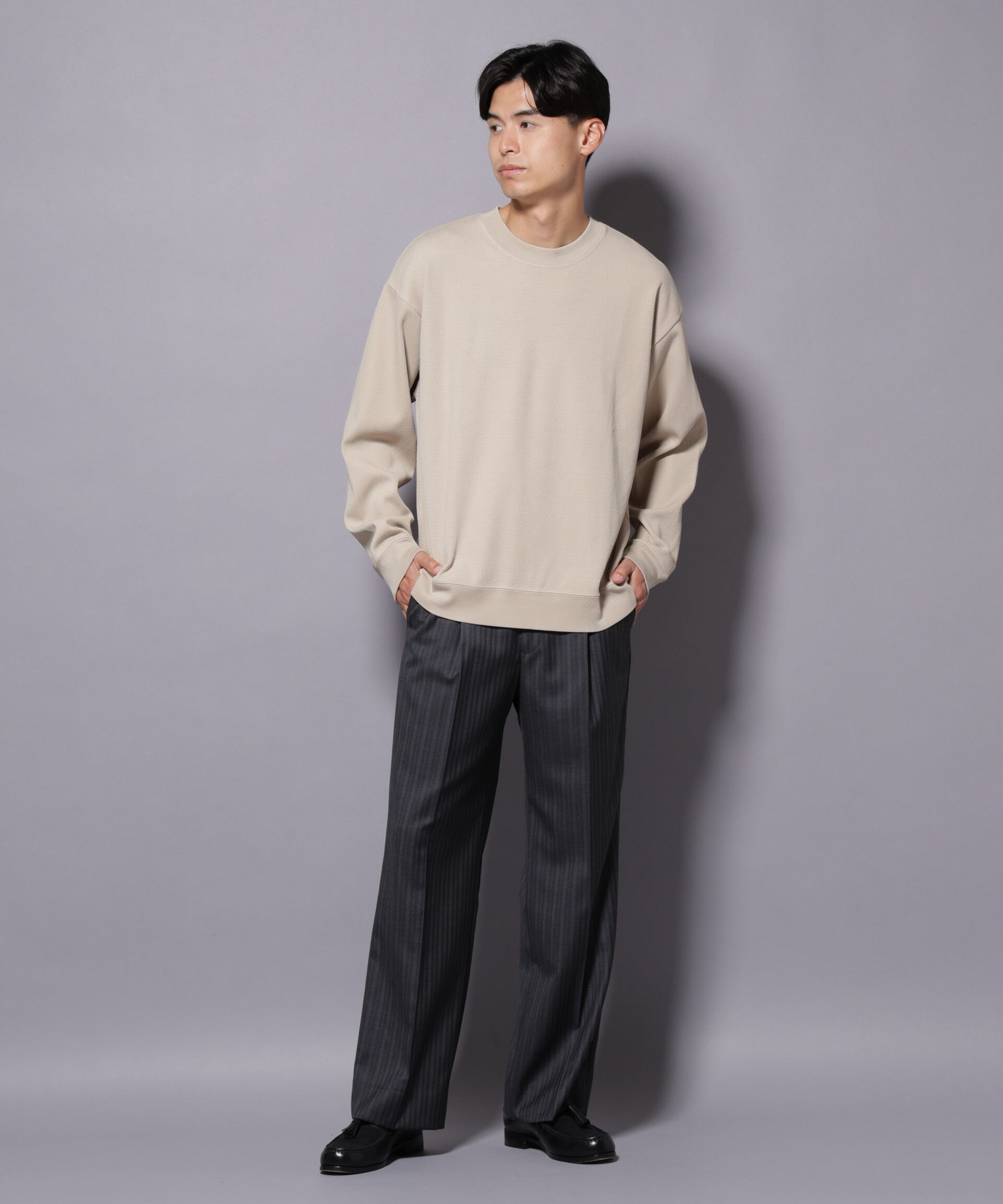 nano･universe「コットンガーメントダイサーマルクルーネックプルオーバー」|Tシャツ・カットソー|