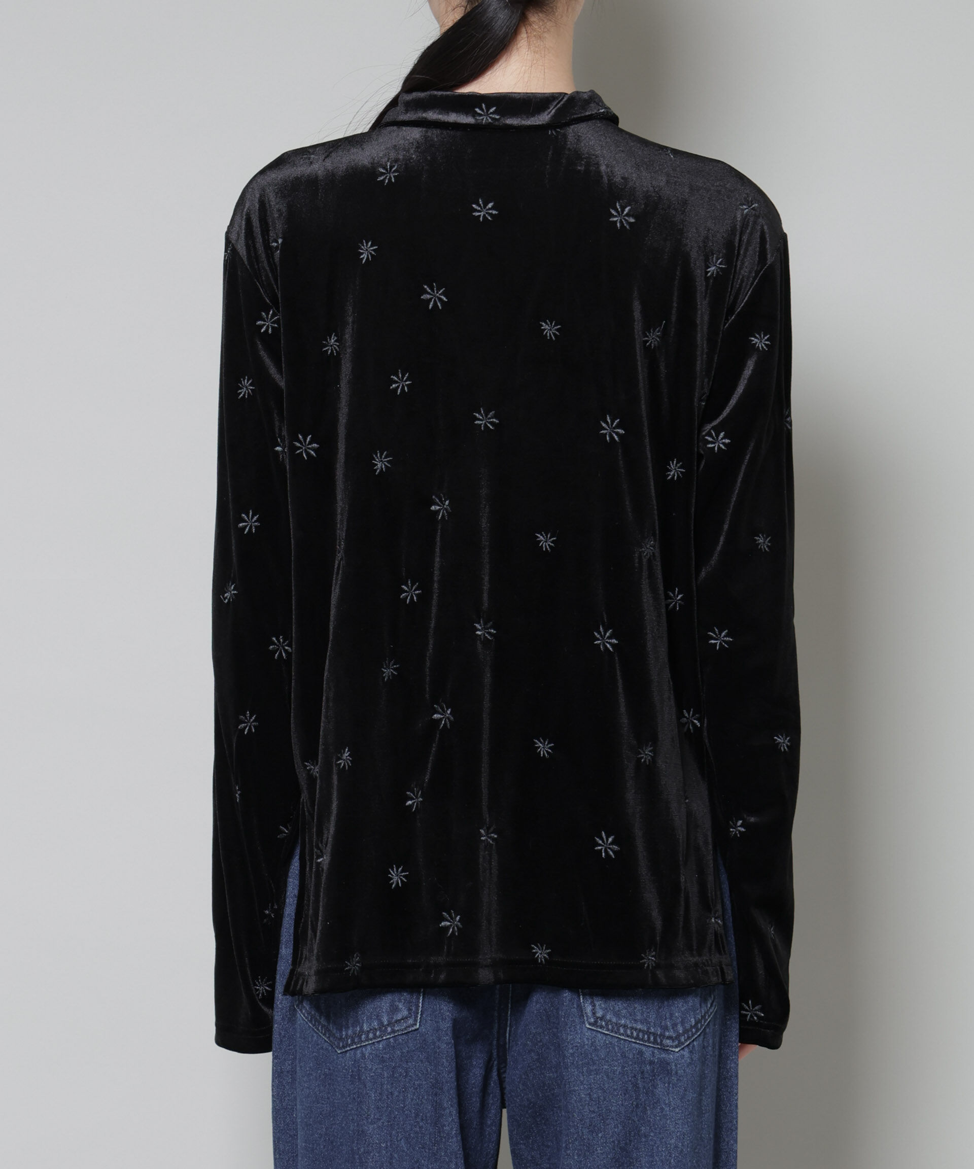 nano･universe「刺繍ベロアカットシャツ(セットアップ可)」|Tシャツ・カットソー|