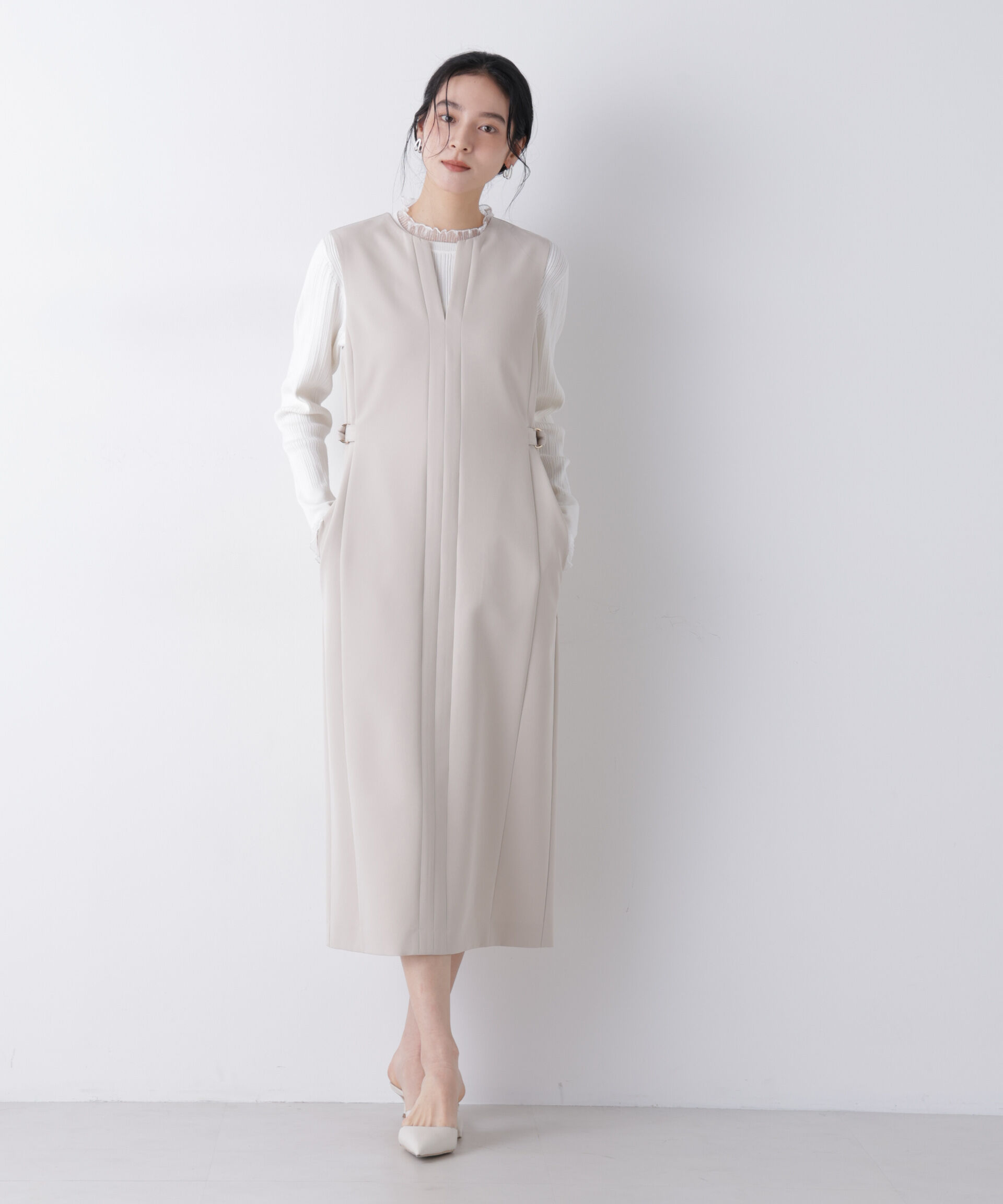nano･universe「デイリーファンクション サイドベルトキーネックワンピース(セットアップ可)」|ワンピース|アイボリー7