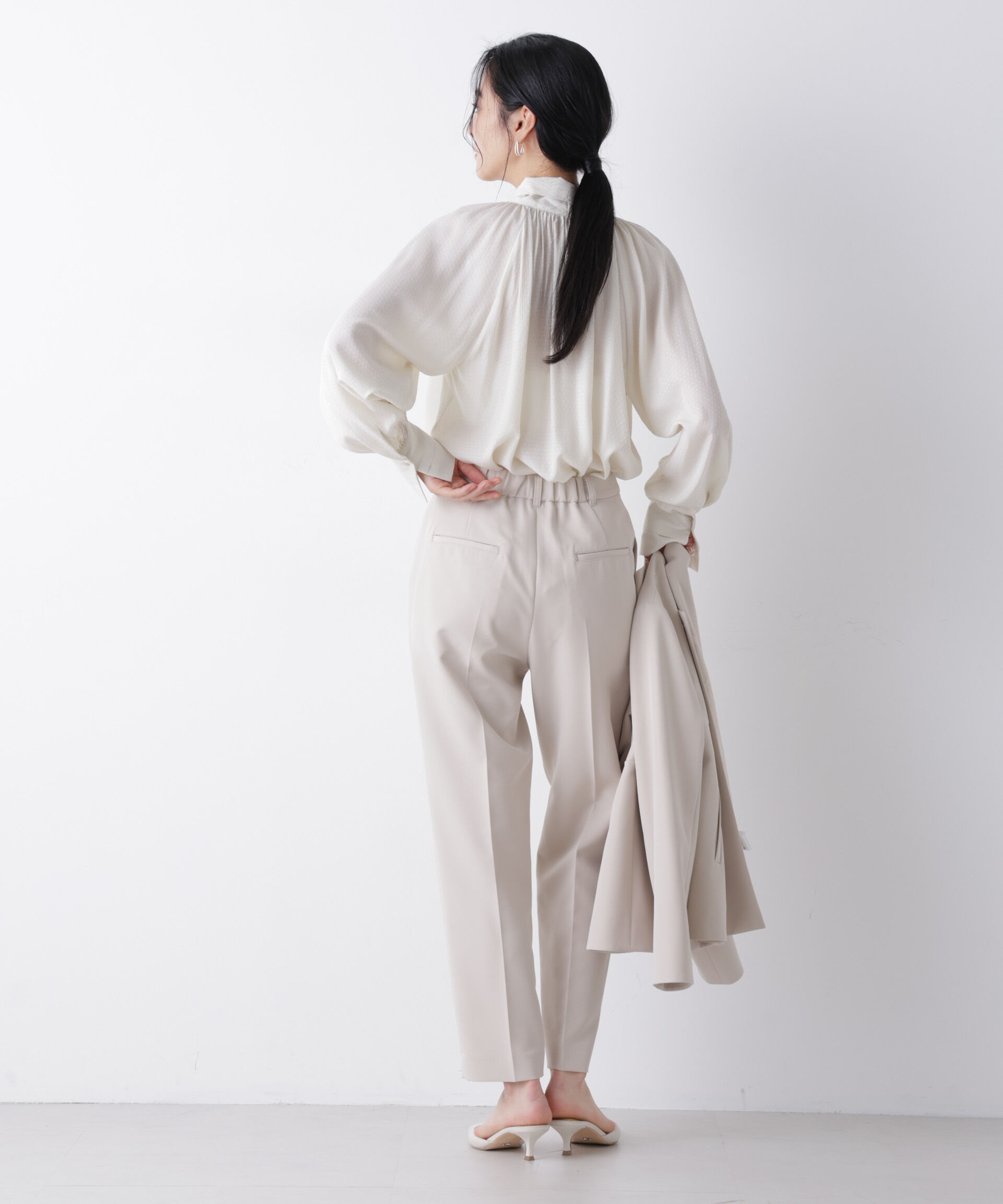 nano･universe「ドビードットリボンタイブラウス」|シャツ・ブラウス|