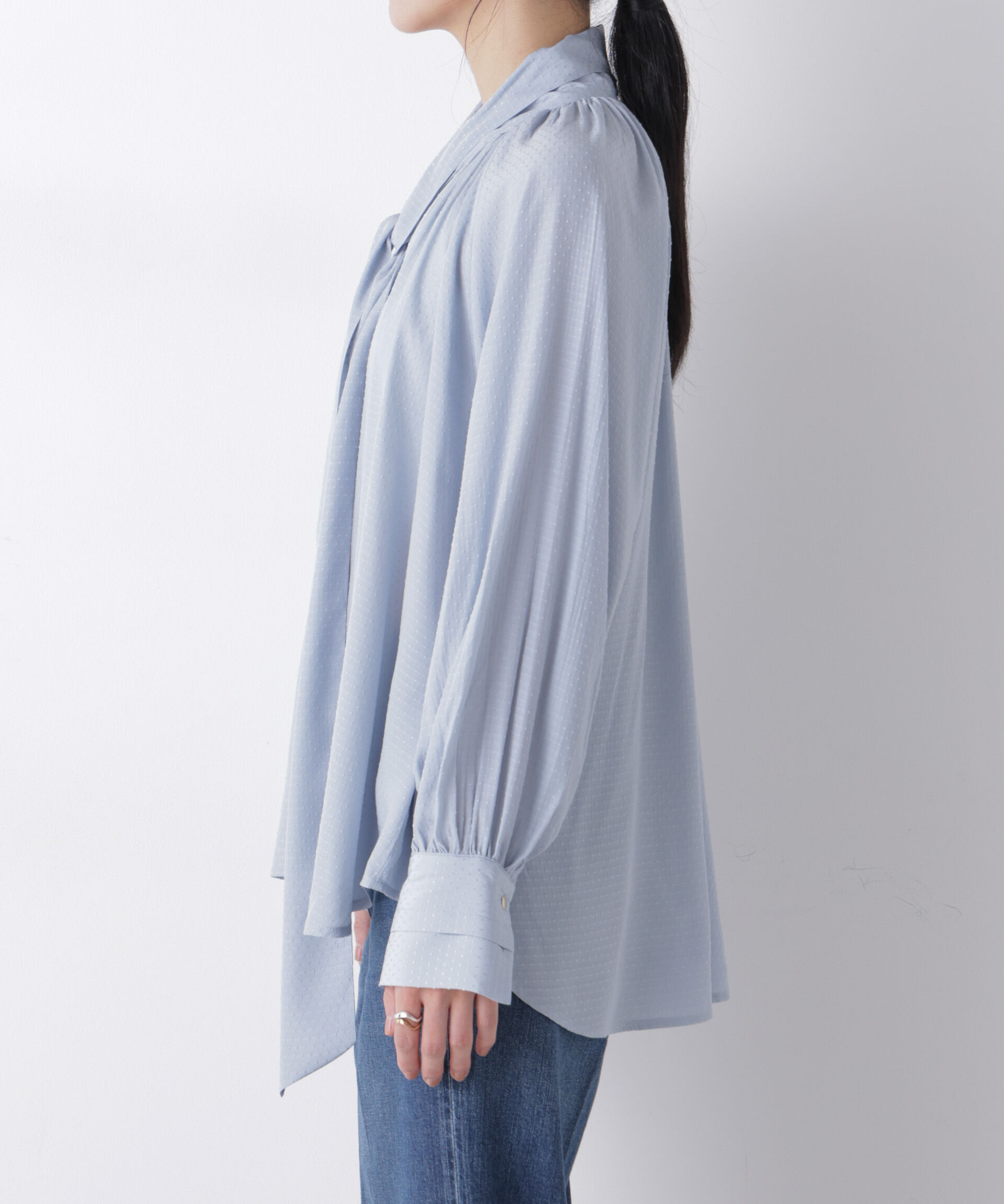 nano･universe「ドビードットリボンタイブラウス」|シャツ・ブラウス|