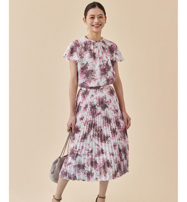 組曲「【洗える】グラデーションフラワー プリーツスカート」|スカート|