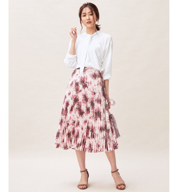 組曲「【洗える】グラデーションフラワー プリーツスカート」|スカート|