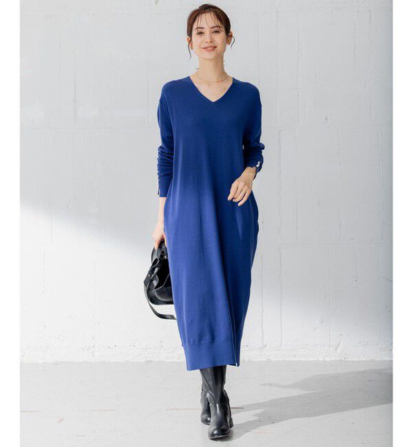 組曲「【洗える】Ｖネックニット ワンピース」|ワンピース|