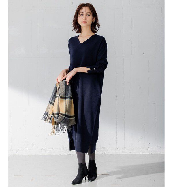 組曲「【洗える】Ｖネックニット ワンピース」|ワンピース|