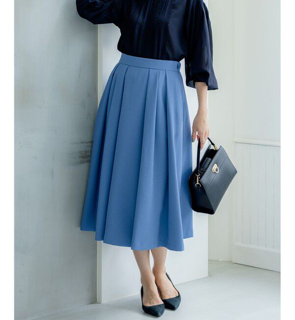 組曲「【洗える・4色展開】ウーステッドライクギャバ スカート」|スカート|ブルー系