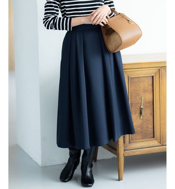 組曲「【洗える・4色展開】ウーステッドライクギャバ スカート」|スカート|ネイビー系