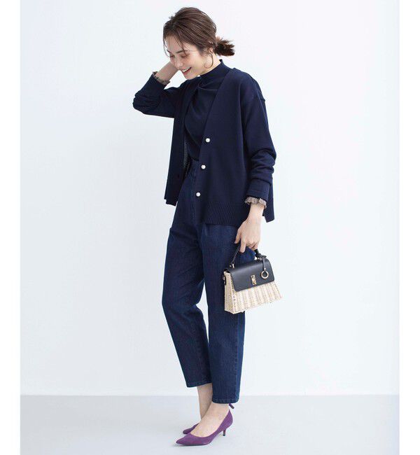 組曲「ライトデニム テーパードクロップドパンツ」|デニム|