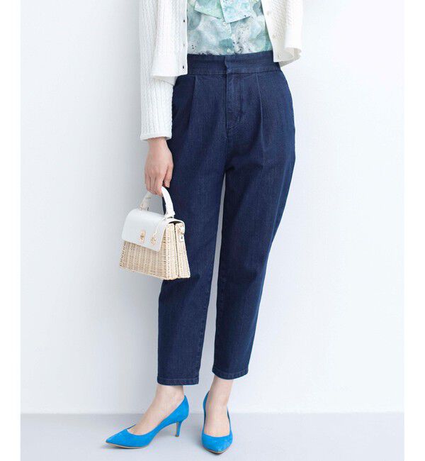 組曲「ライトデニム テーパードクロップドパンツ」|デニム|