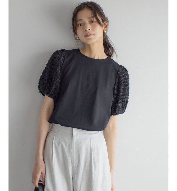 組曲「華感コンビネーションスリーブ カットソー」|Tシャツ・カットソー|ブラック系