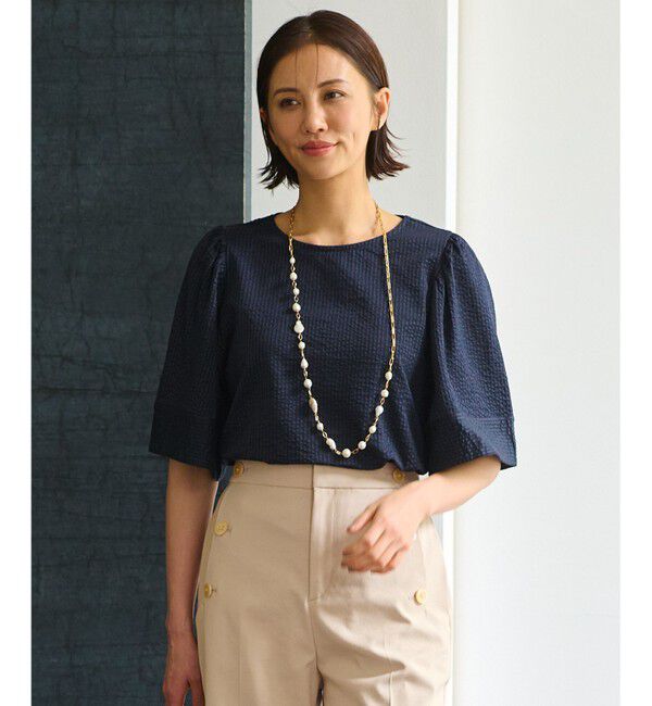 自由区「【WEB限定・洗える・XSサイズあり】シャドウサッカー カットソー」|Tシャツ・カットソー|ネイビー系