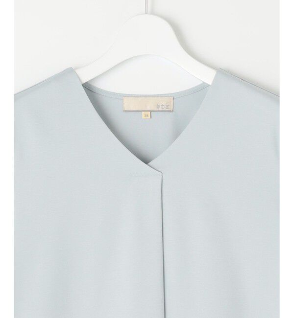 自由区「【洗える・XSサイズあり】シアーコンビバックプリーツ カットソー」|Tシャツ・カットソー|