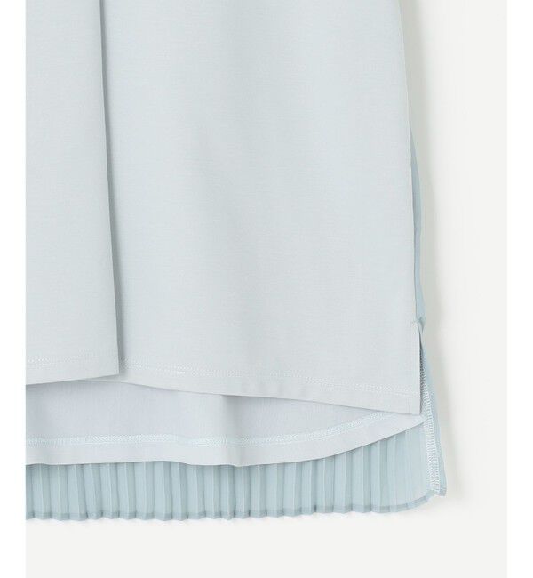 自由区「【洗える・XSサイズあり】シアーコンビバックプリーツ カットソー」|Tシャツ・カットソー|