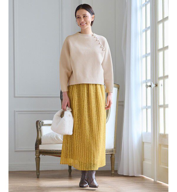 自由区「【セットアップ対応・ウエストゴム・洗える】ラッセルレース  スカート」|スカート|