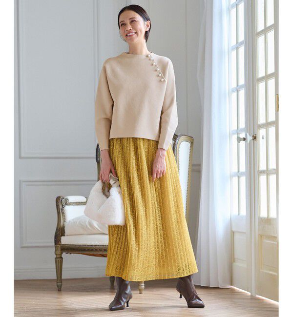 自由区「【セットアップ対応・ウエストゴム・洗える】ラッセルレース  スカート」|スカート|