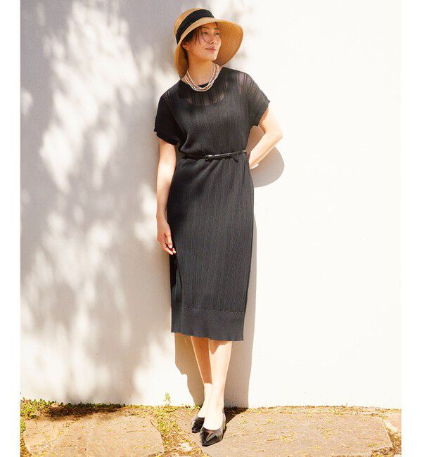 自由区「【ワコールコラボ】【カタログ掲載・洗える】レーシーニット ドレス」|スーツ|