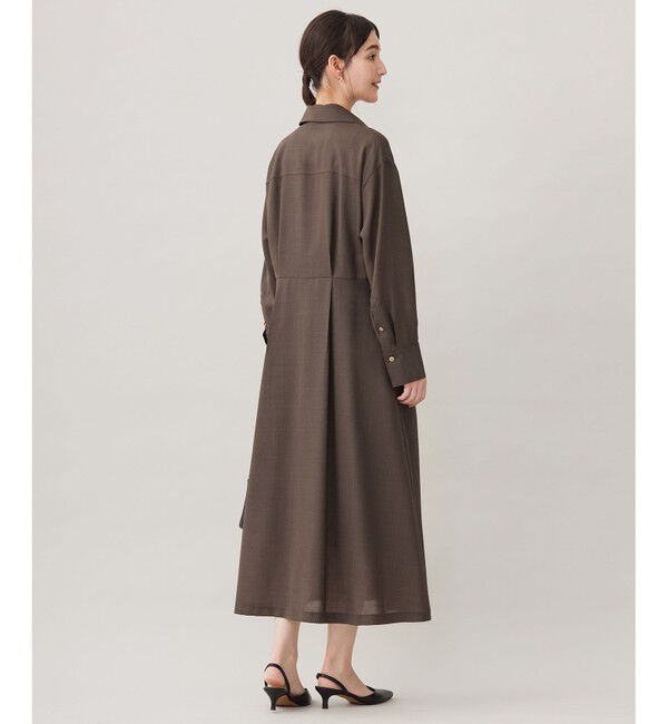 自由区「【洗える】トロピカルストレッチシャツ ドレス」|ワンピース|