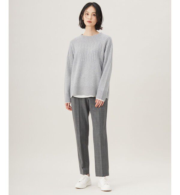 自由区「【撥水加工・洗える】TRギャバ裏起毛チェック柄テーパード パンツ」|その他|