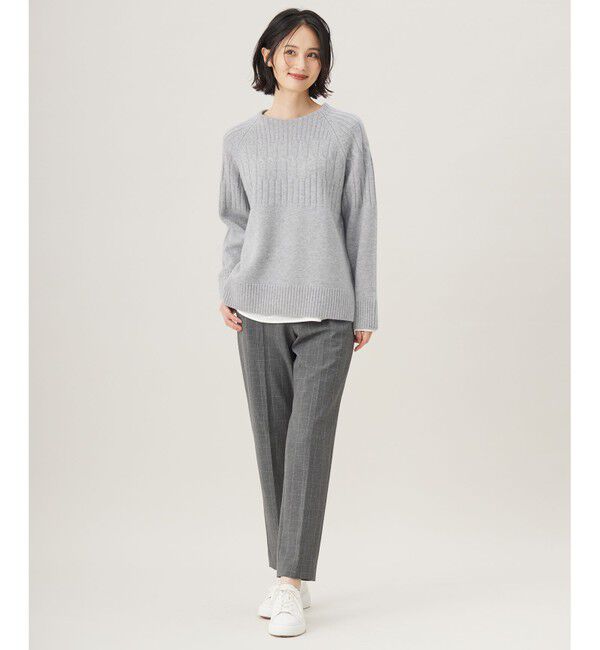 自由区「【撥水加工・洗える】TRギャバ裏起毛チェック柄テーパード パンツ」|その他|