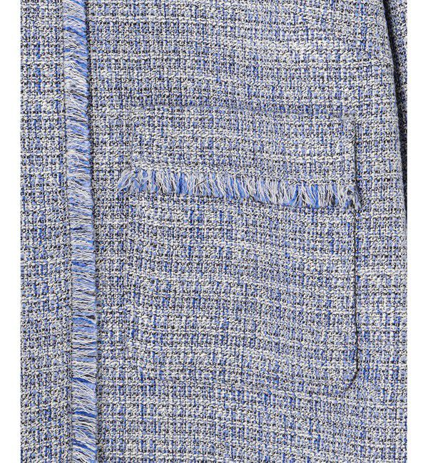 自由区「【セットアップ対応・洗える】ライトミックスツイード ジャケット」|ノーカラージャケット|