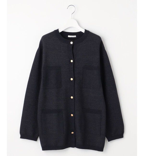 自由区「【洗える】シャイニーツイードニット アウター」|カーディガン|