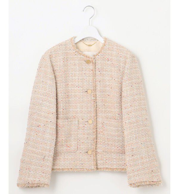 自由区「GIOLICAファンシーツイード ジャケット」|ノーカラージャケット|ベージュ