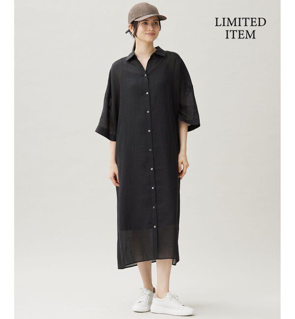 自由区「【カタログ掲載・WEB限定・接触冷感・洗える】シアーラミーローンシャツ ワンピース」|ワンピース|