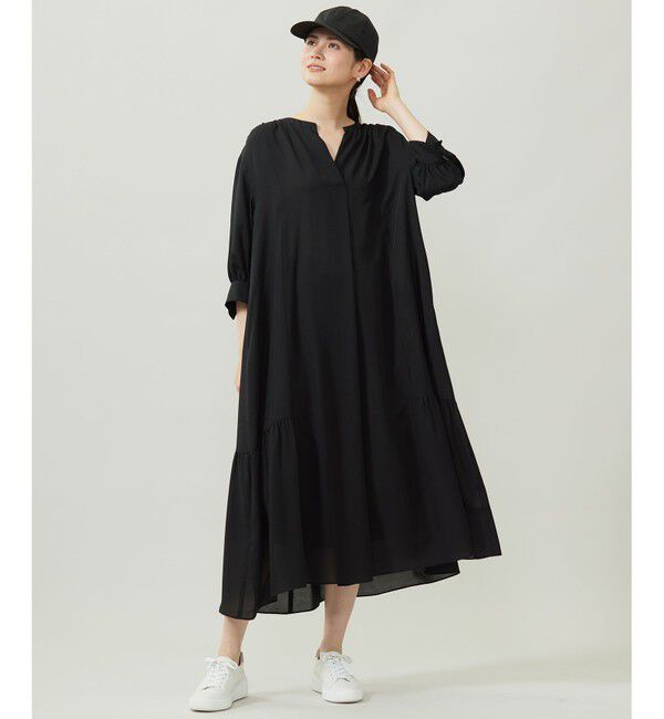 自由区「【カタログ掲載】ソフトシルクビエラ ワンピース」|ワンピース|ネイビー