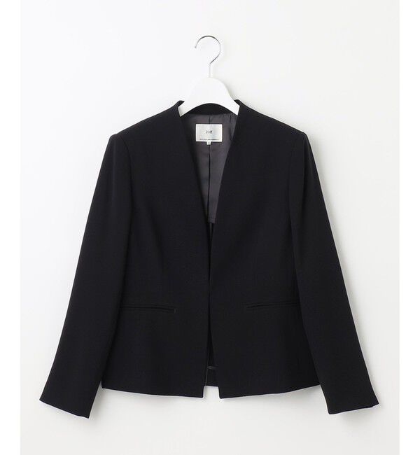 23区「【セットアップ対応/洗える】トリアセダブルジョーゼット ノーカラー ジャケット」|ノーカラージャケット|