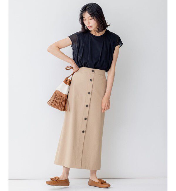 23区「【洗える】チュールコンビジャージー シアー カットソー」|Tシャツ・カットソー|