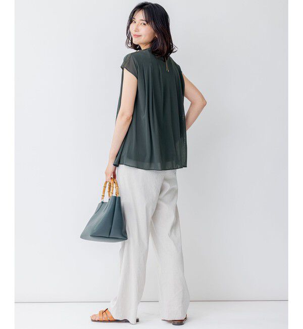 23区「【洗える】チュールコンビジャージー シアー カットソー」|Tシャツ・カットソー|