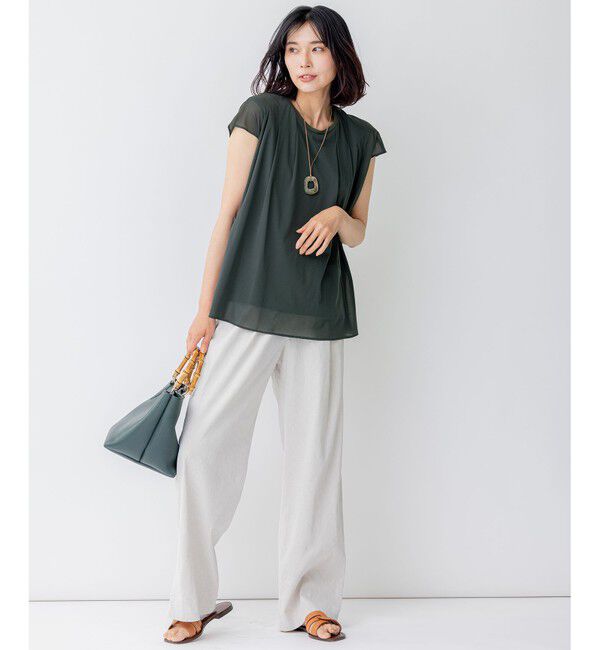 23区「【洗える】チュールコンビジャージー シアー カットソー」|Tシャツ・カットソー|