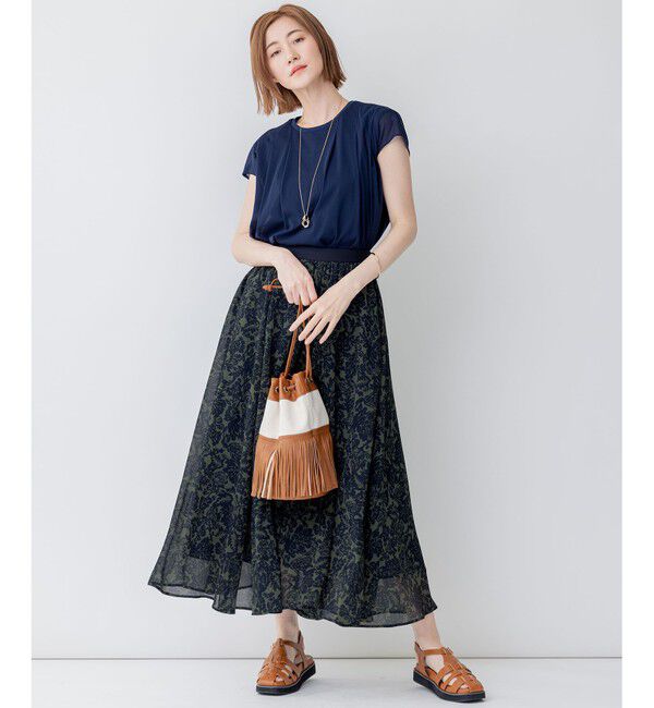 23区「【洗える】チュールコンビジャージー シアー カットソー」|Tシャツ・カットソー|