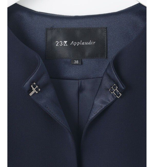 23区「【APPLAUDIR】ダブルクロス タックジャケット」|ノーカラージャケット|