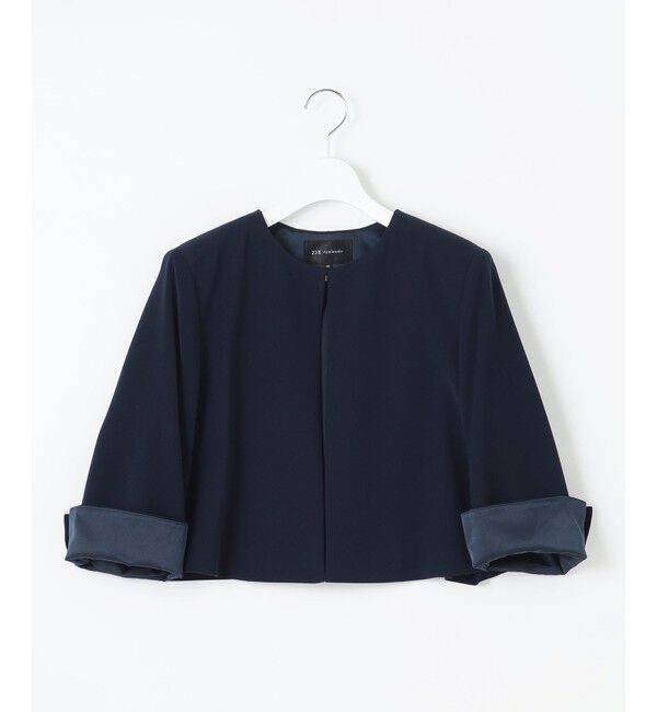 23区「【APPLAUDIR】ダブルクロス タックジャケット」|ノーカラージャケット|