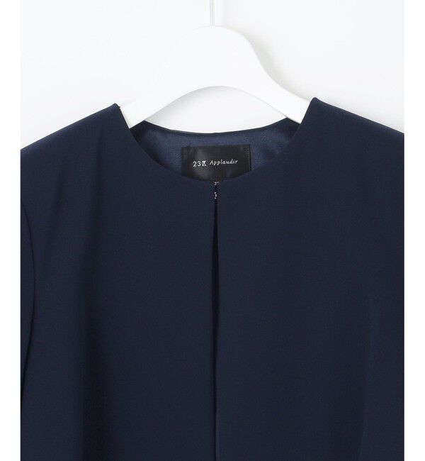 23区「【APPLAUDIR】ダブルクロス タックジャケット」|ノーカラージャケット|