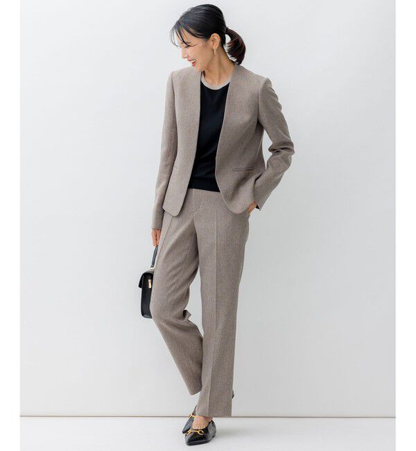 23区「【洗える】ウールライクカルゼ ノーカラー ジャケット」|ノーカラージャケット|