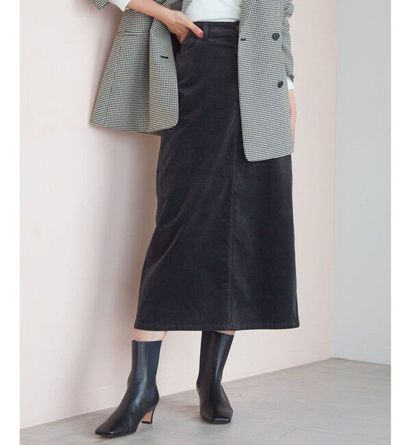 23区「【洗える】23区DENIM ベルベットストレッチ Aライン スカート」|スカート|スレート