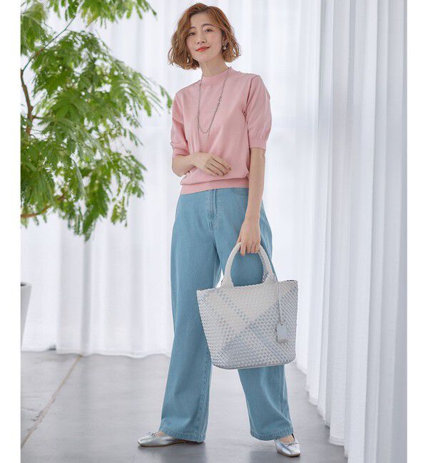 23区「【Oggi4月号掲載/洗える】プレミアムビオコットン 半袖 ニット」|カーディガン|